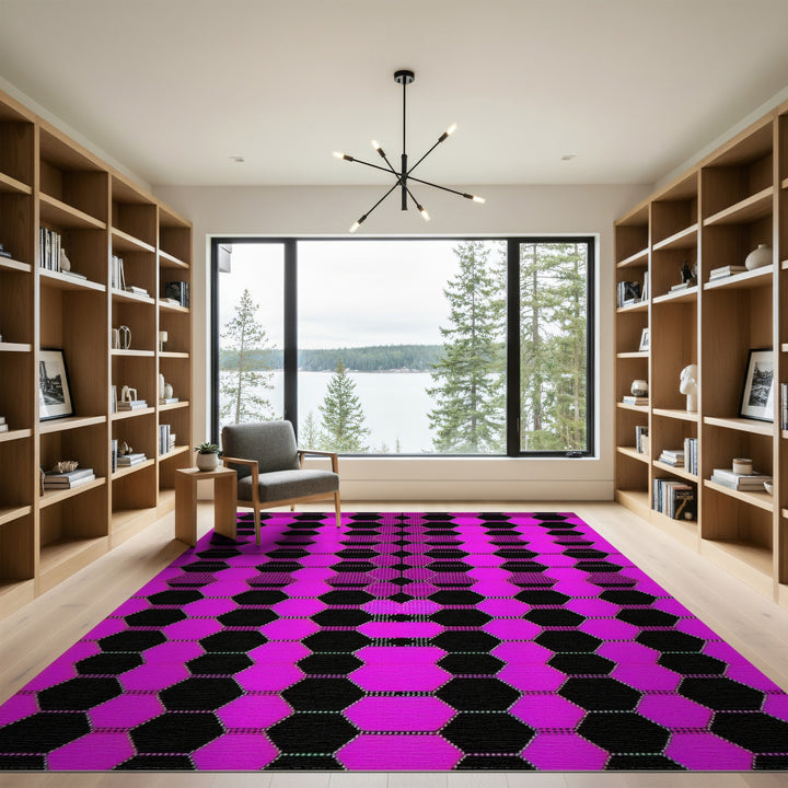 Geometric Modern Pink Hexagon Geometric Area Rug