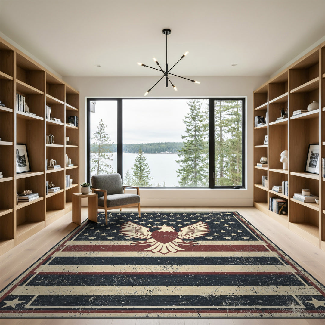 Multi-color and Patterns Distressed Eagle Flag Area Rug