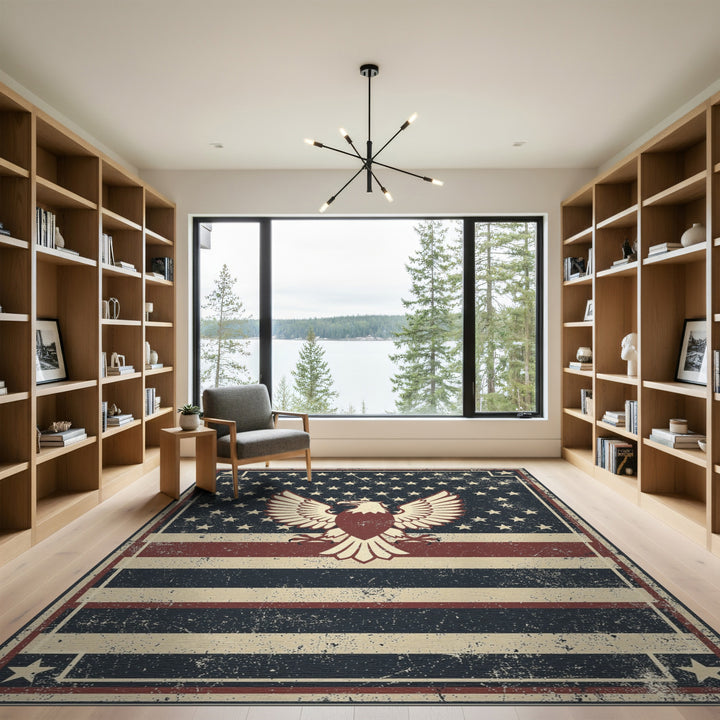 Multi-color and Patterns Distressed Eagle Flag Area Rug