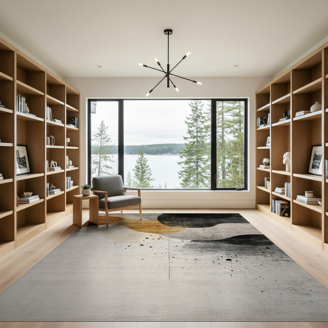 Abstract Brown Tan Area Rug