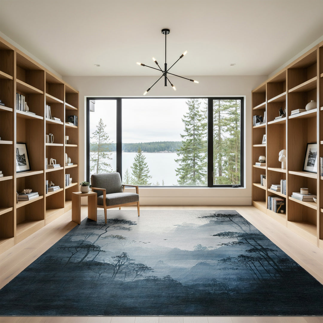 Misty Blue Mountains Area Rug