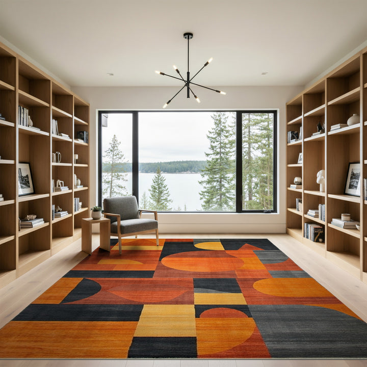 Bold Orange Bold Geometric Orange Area Rug
