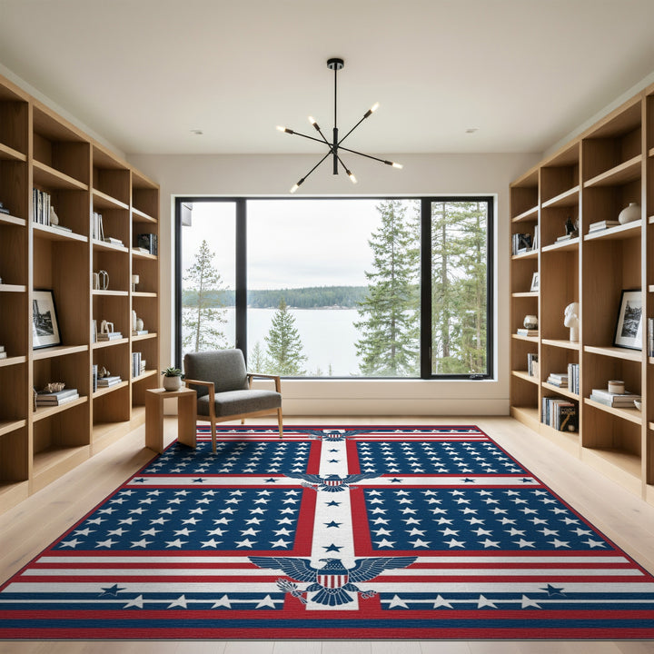 Patriotic Eagle American Flag Washable Area Rug