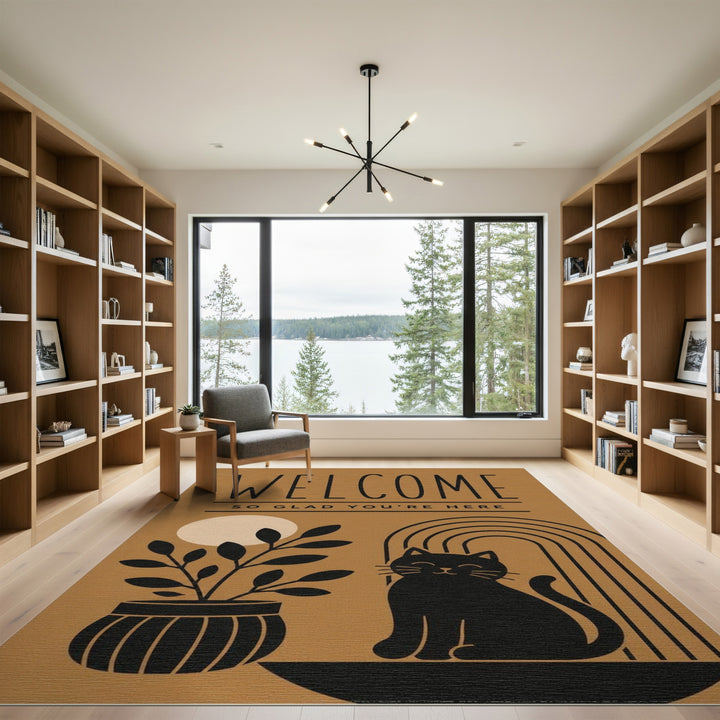 Boho Welcome Cat Area Rug