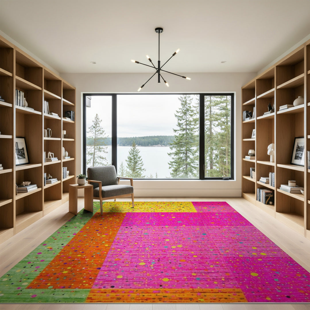 Abstract Area Vibrant Multi-Color Geometric Dot Area Rug