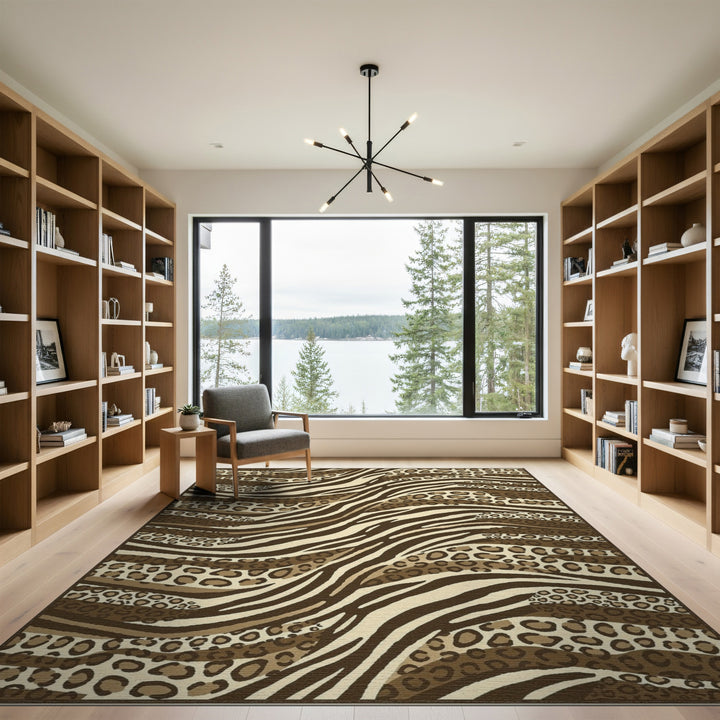Brown Leopard Wave Area Rug
