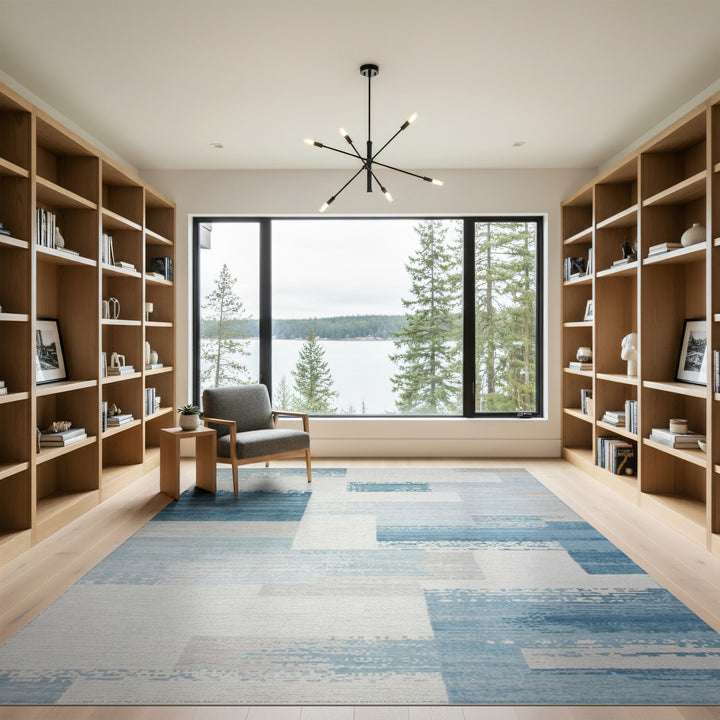 Blue Geometric Modern Area Rug