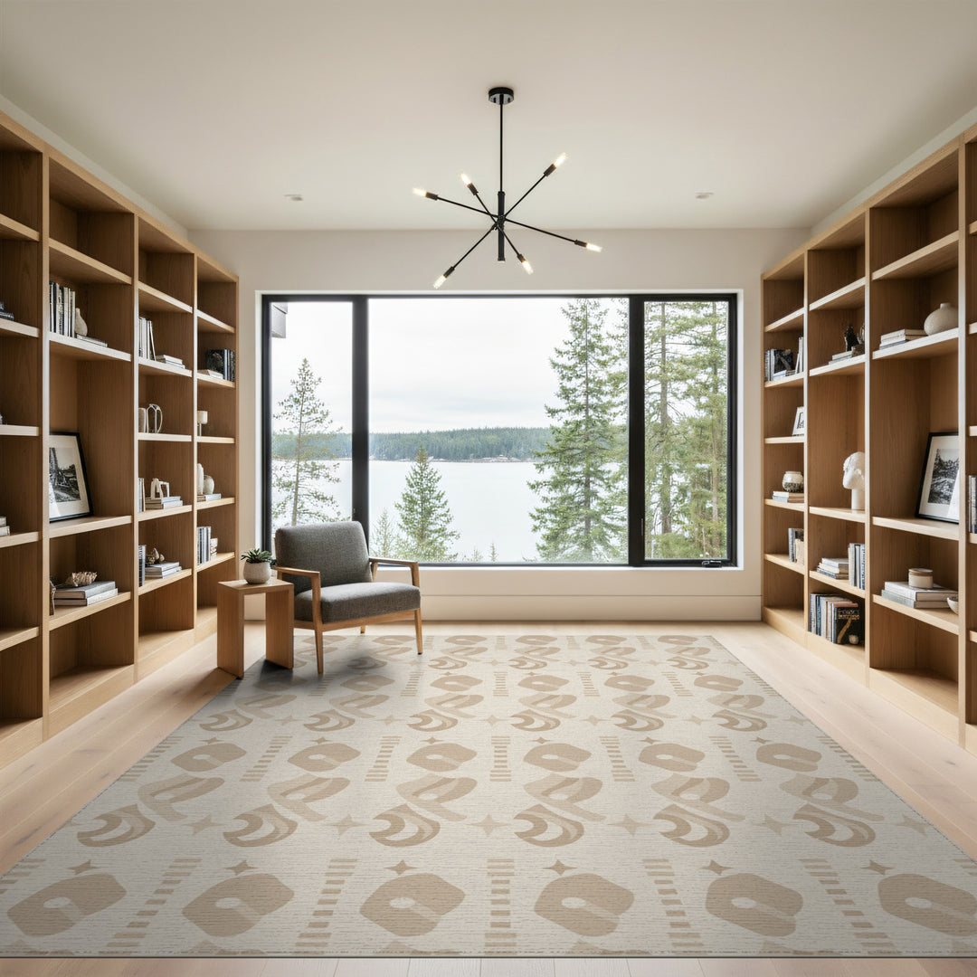 Beige Geometric Modern Area Rug