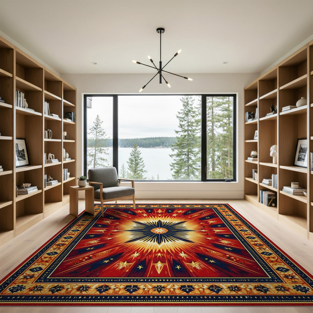 ODIKA Radiant Red Starburst Area Rug