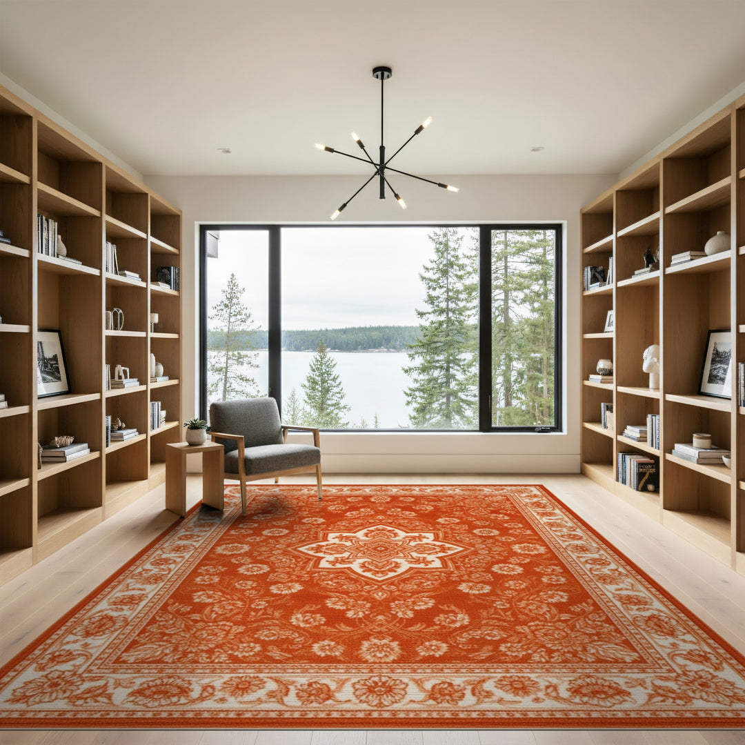 Red Floral Persian Area Rug