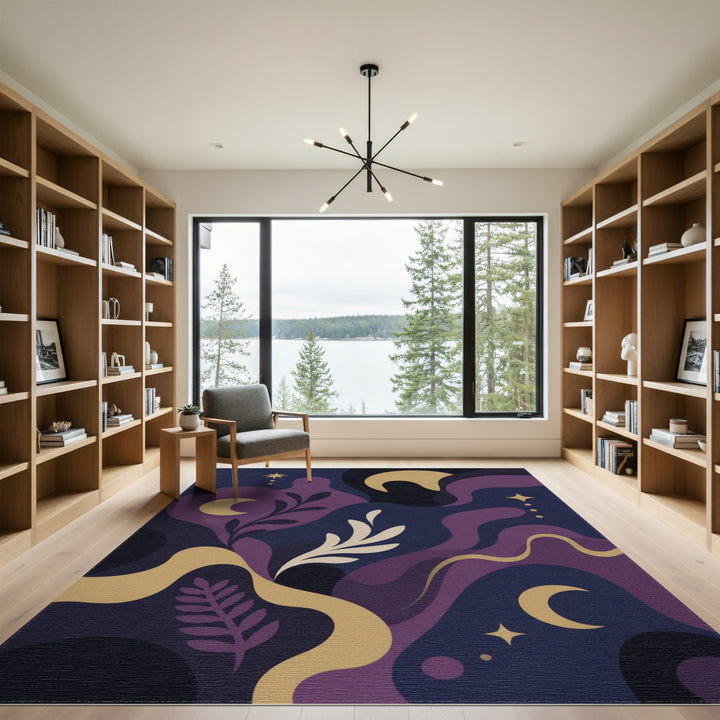 Midnight Celestial Purple Area Rug