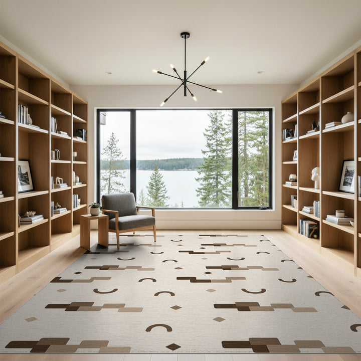 Brown Geometric Modern Area Rug