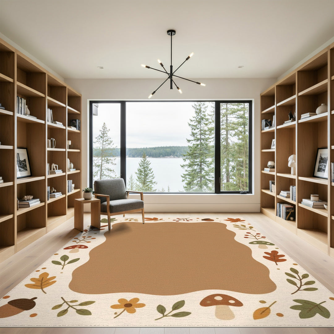 Autumn Leaf and Acorn Brown Area Rug