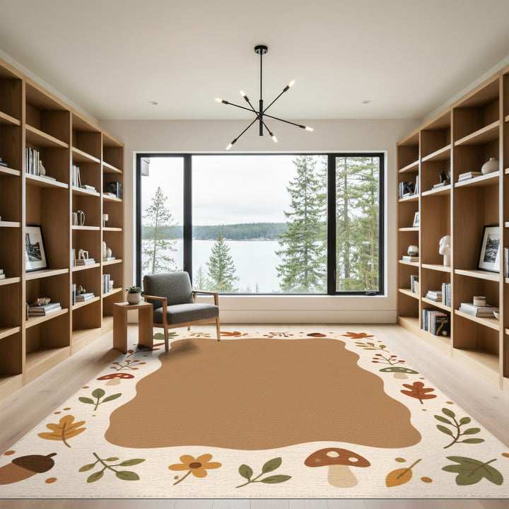 Autumn Leaf and Acorn Brown Area Rug