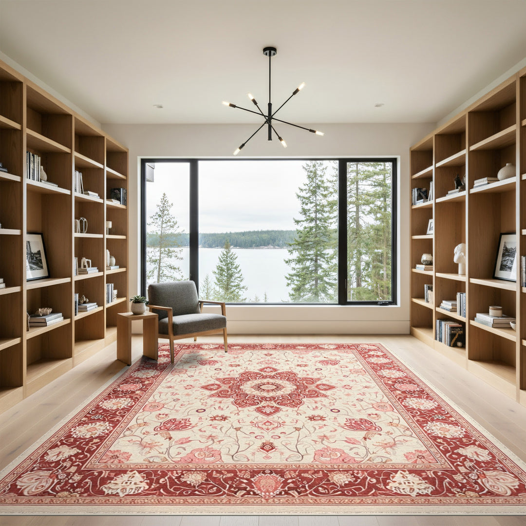 Floral Medallion Red Floral Medallion Persian Area Rug