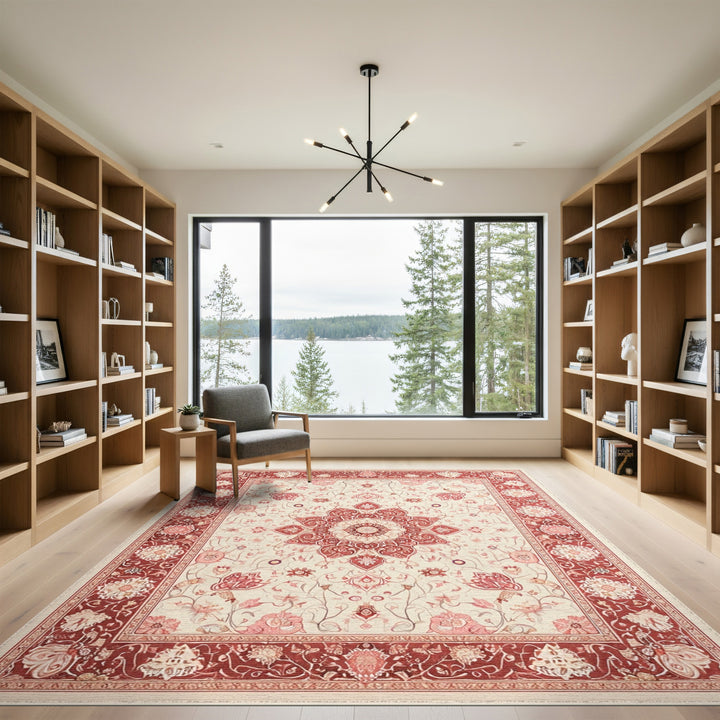 Floral Medallion Red Floral Medallion Persian Area Rug