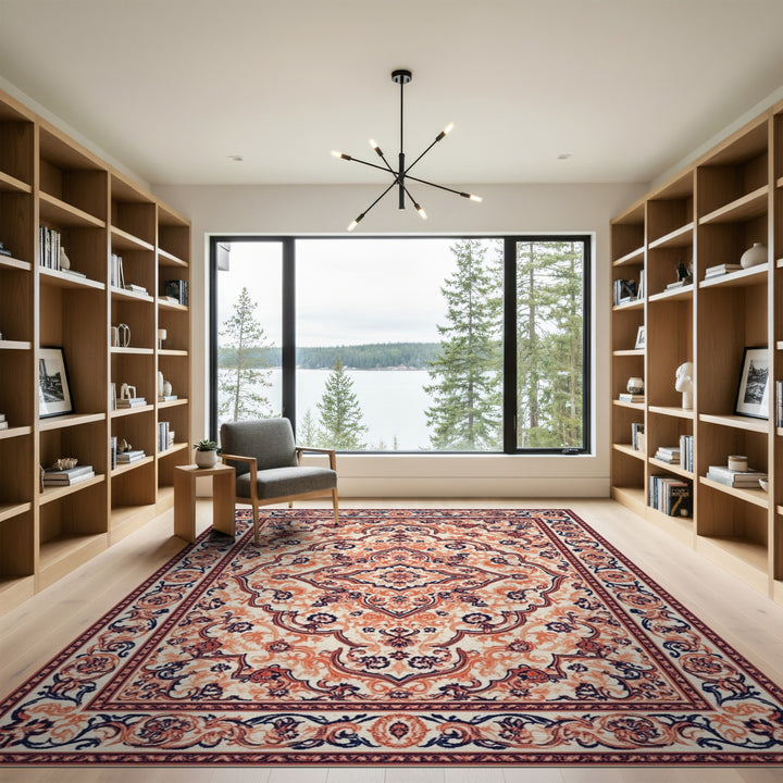 Red Traditional Persian Medallion Area Rug