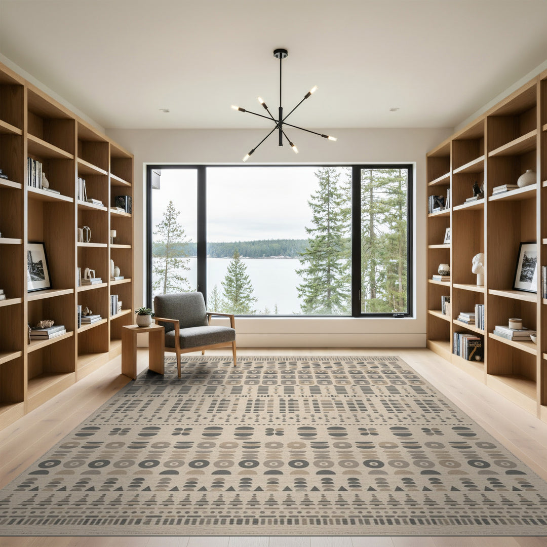 Beige Geometric Modern Area Rug