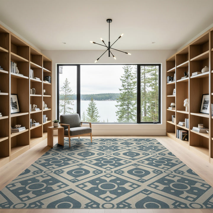 Teal Geometric Diamond Geometric Modern Area Rug