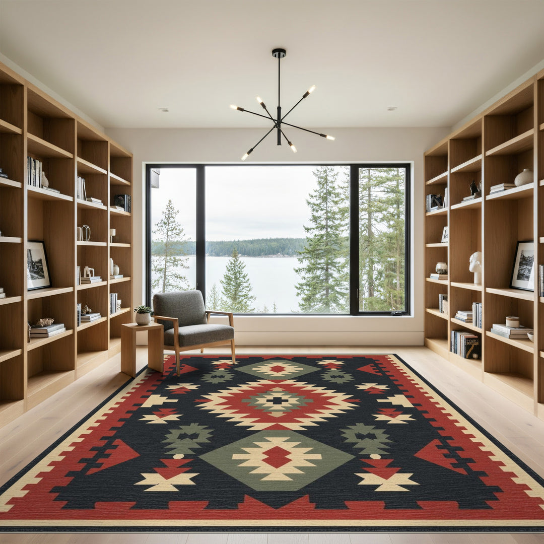 Multi-color and Patterns Red Tribal Geometric Area Rug