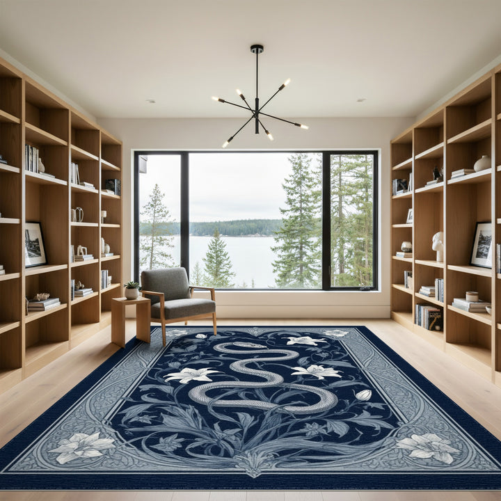 Blue Serpent Lily Area Rug