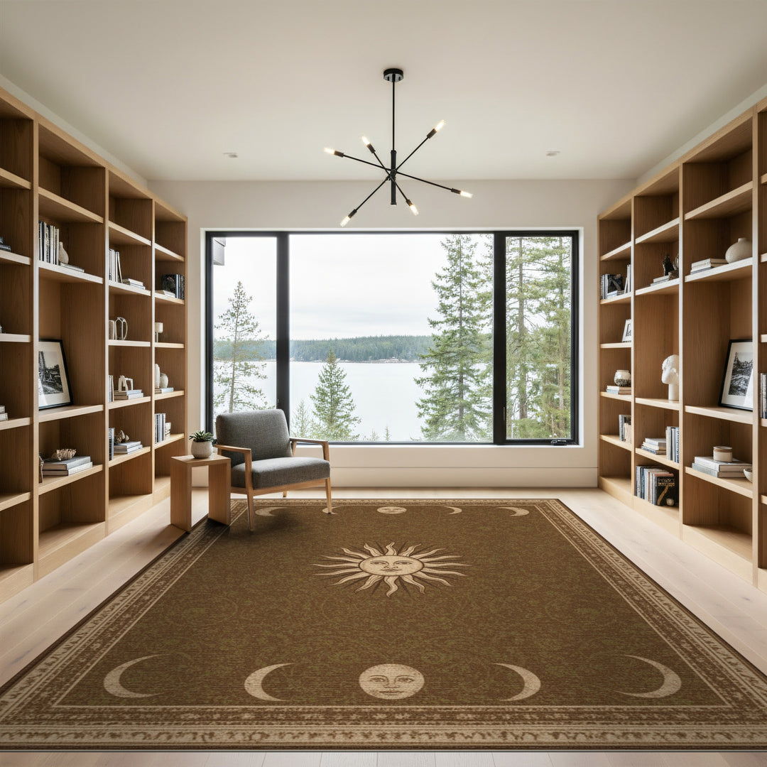 Celestial Sun and Moon Phase Area Rug