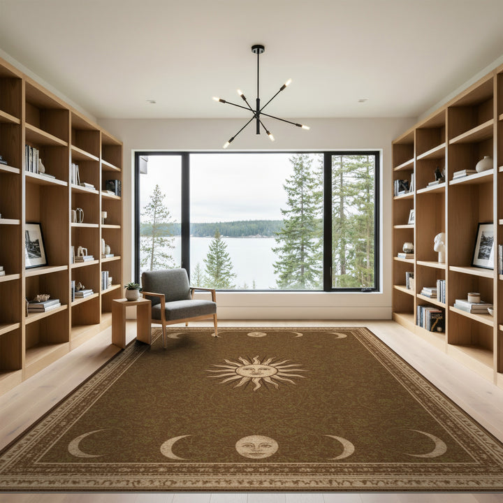 Celestial Sun and Moon Phase Area Rug