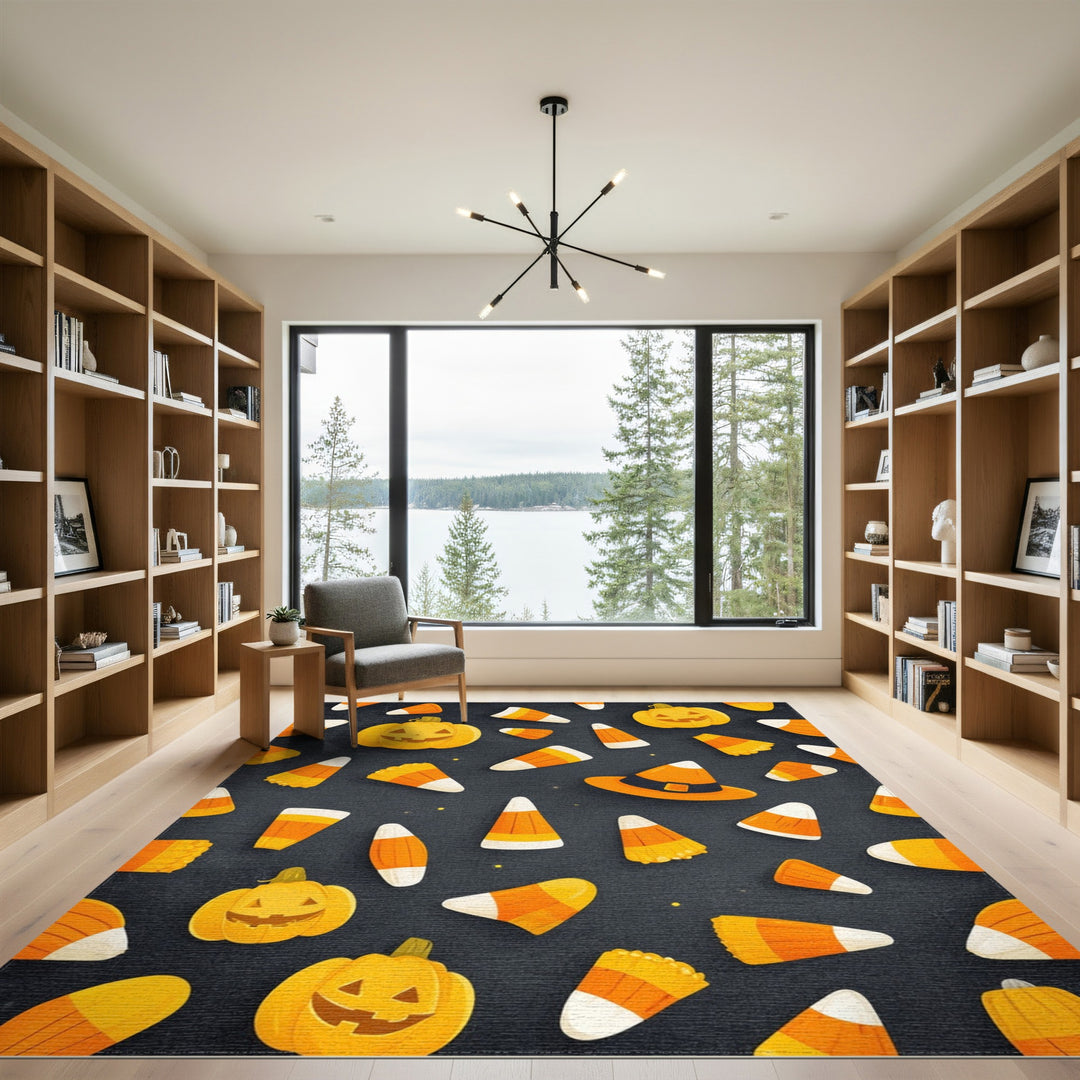 Halloween Pumpkin Candy Corn Kids Area Rug