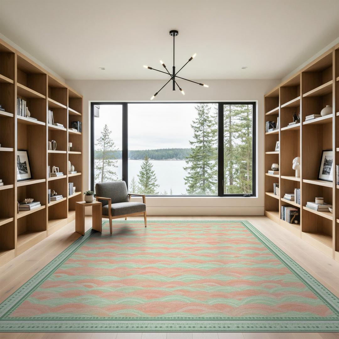 Coral Mint Wave Area Rug