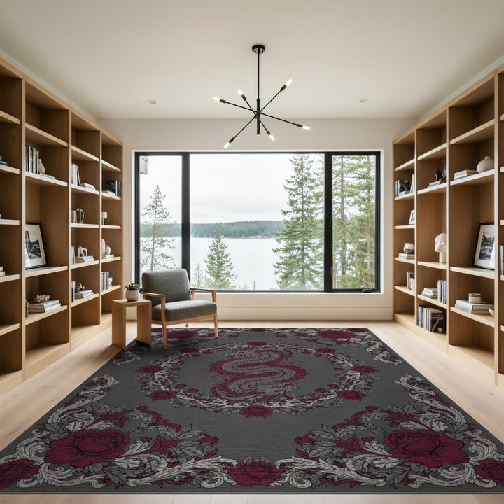 Red Dragon Rose Area Rug