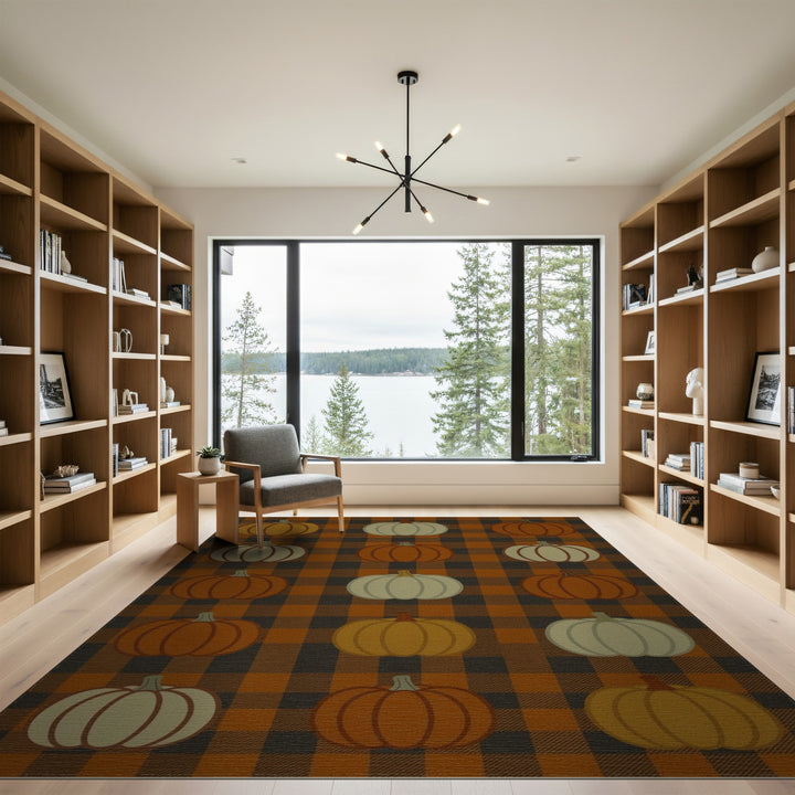 Pumpkin Plaid Orange Area Rug