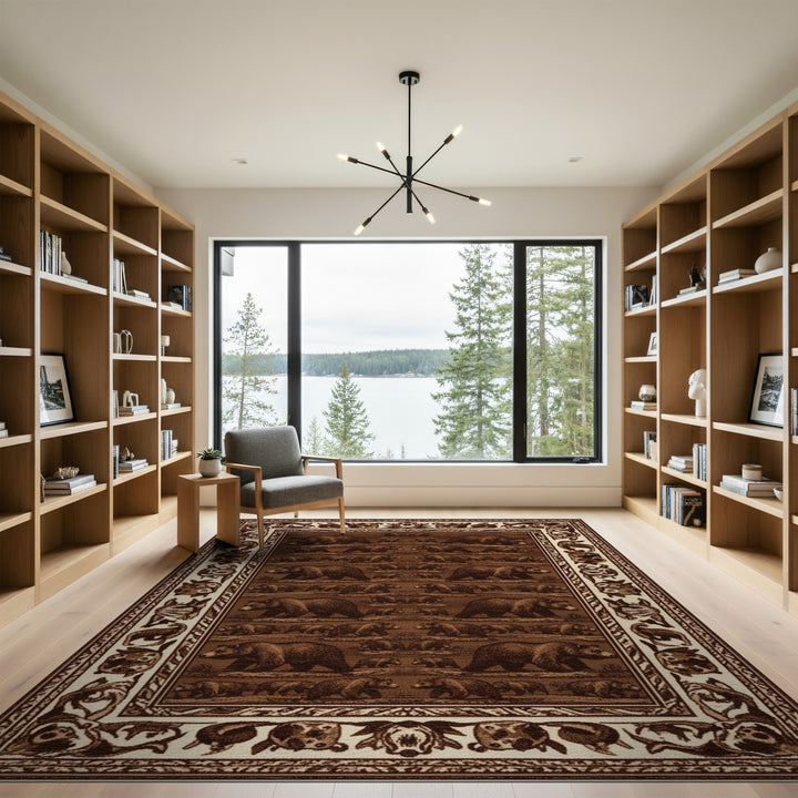 Brown Bear Wilderness Rustic Area Rug