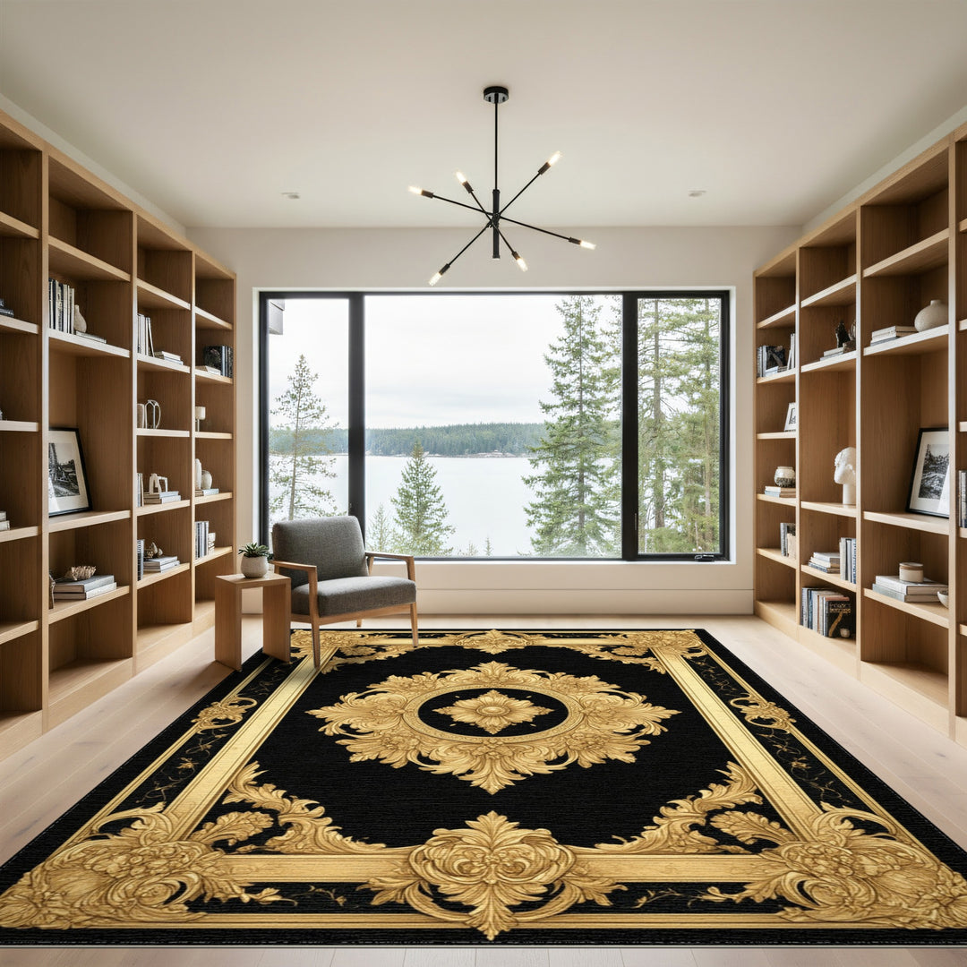Medallion Ornate Gold Floral Medallion Area Rug