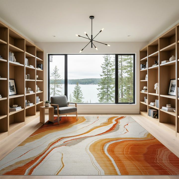 Orange Agate Swirl Area Rug