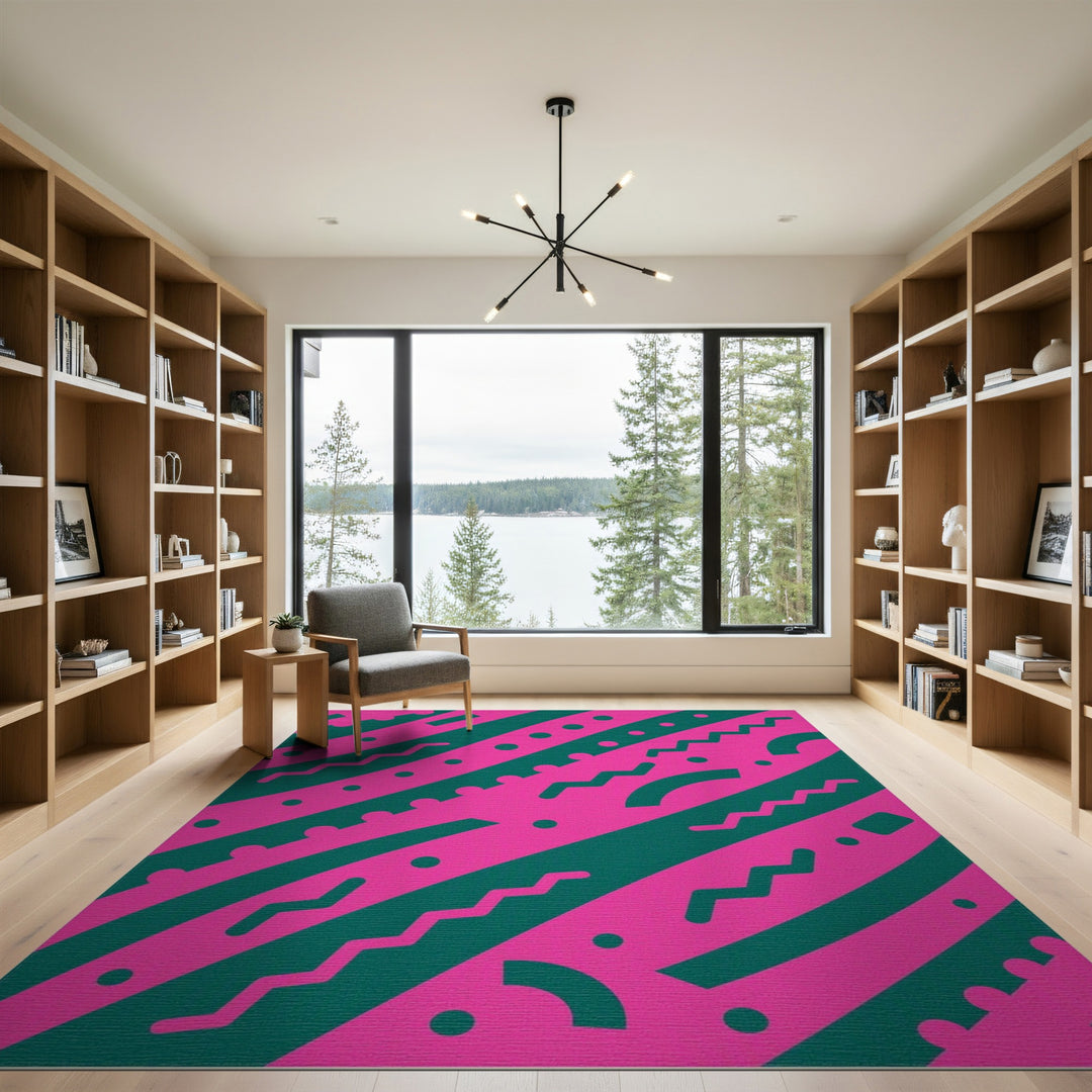 Geometric Modern Pink Geometric Area Rug