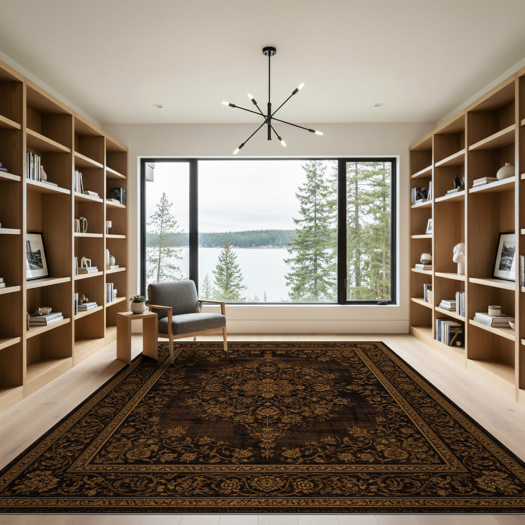ODIKA Dark Brown Persian Medallion Rug