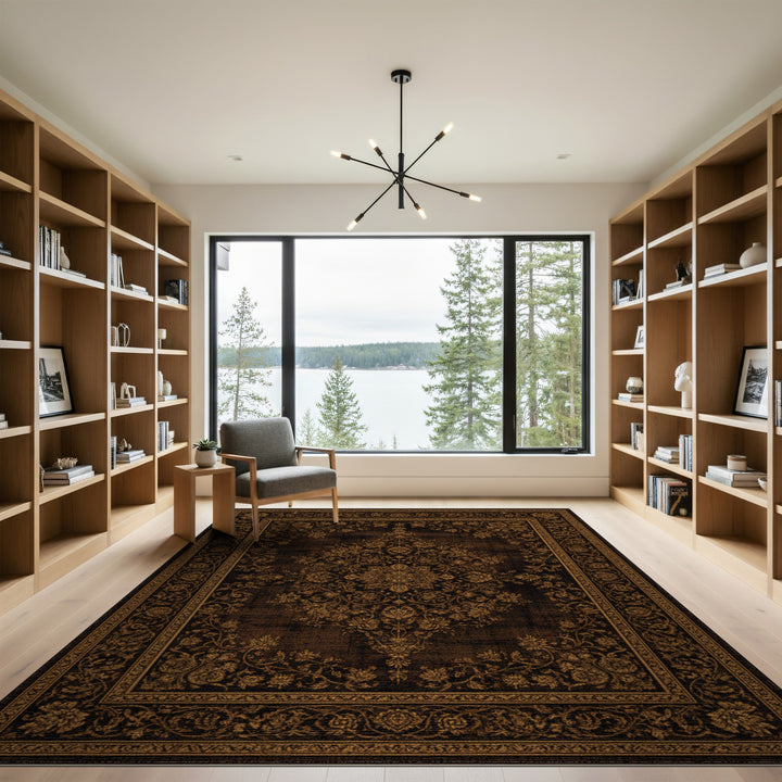 ODIKA Dark Brown Persian Medallion Rug