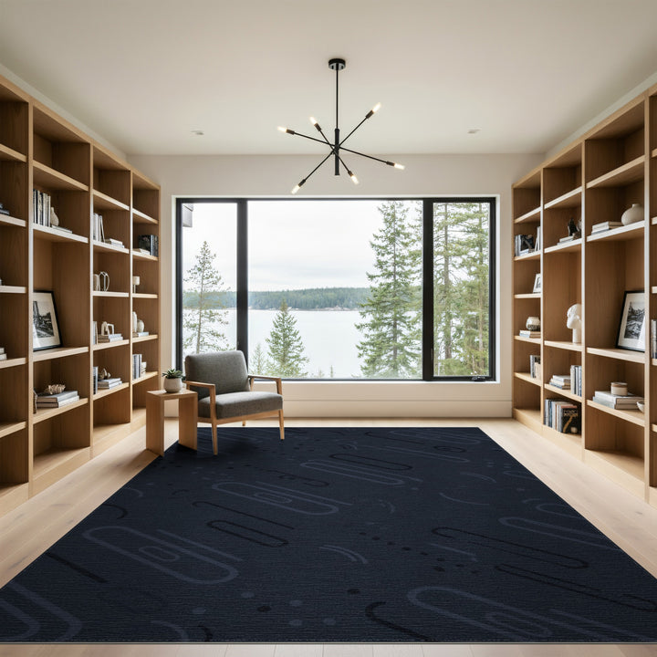 Abstract Navy Geometric Area Rug