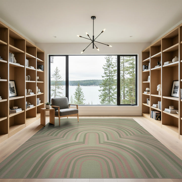 Green Geometric Arch Area Rug