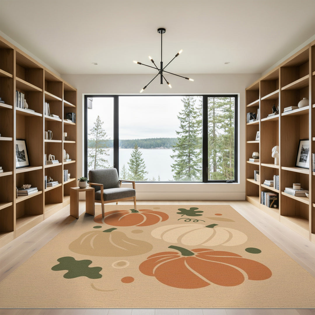 Autumn Pumpkin Washable Area Rug