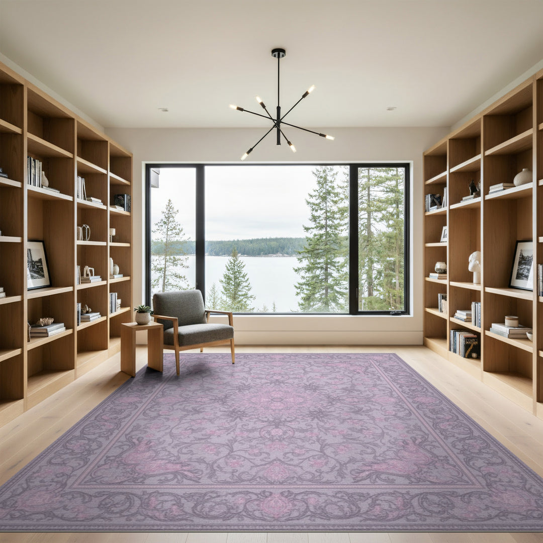 Purple Floral Vintage Area Rug