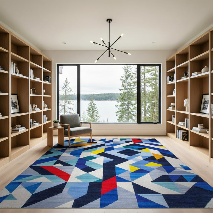 Blue Geometric Modern Area Rug