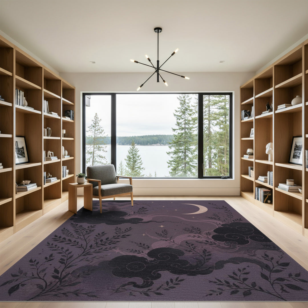 Mystic Purple Moonlit Vine Area Rug