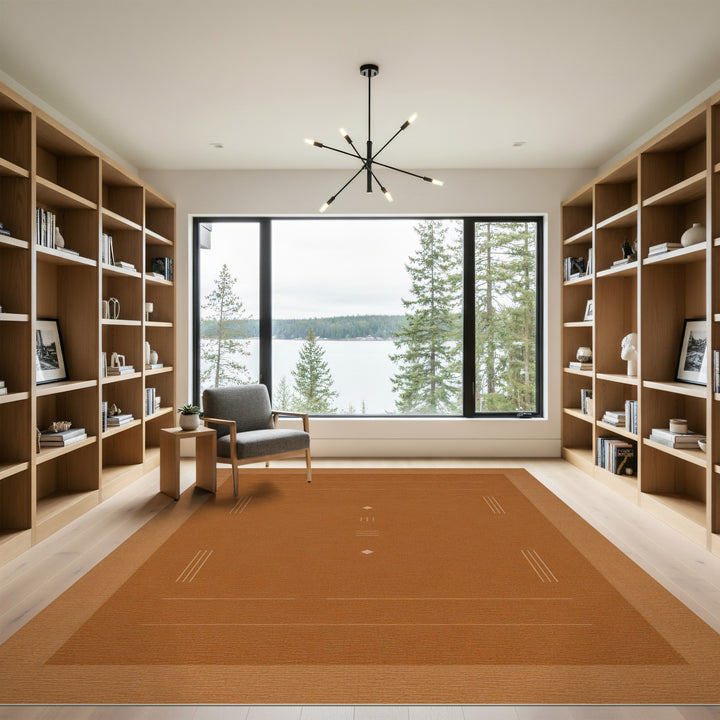 Minimalist Brown Geometric Area Rug