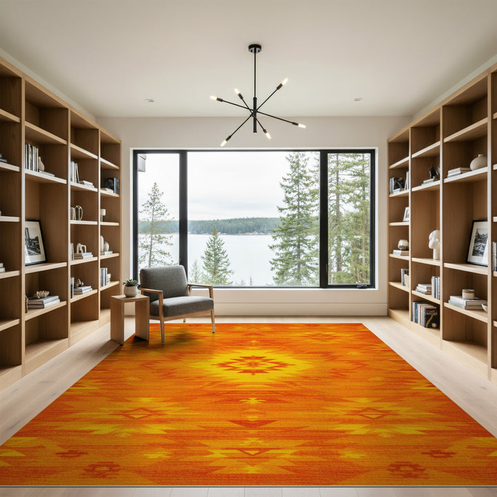 Orange Vivid Orange Southwestern Area Rug