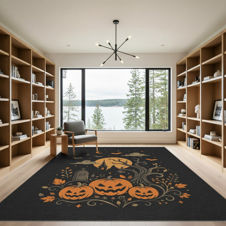 Halloween Pumpkin Moon Area Rug