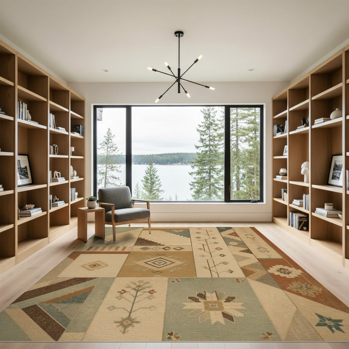 Heritage Tribal Patchwork Area Rug in Beige