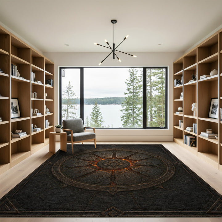 Mystic Rune Compass Stone Area Rug