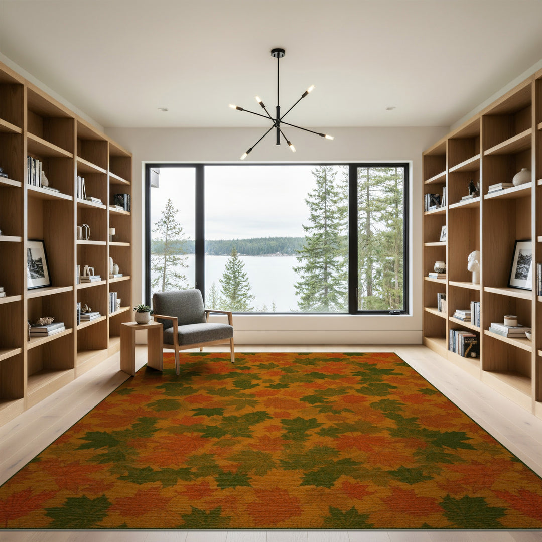 Autumn Maple Leaf Orange Area Rug
