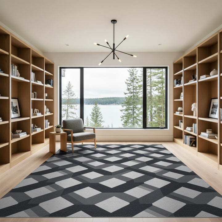 Lattice Geometric Modern Black White Geometric Lattice Area Rug